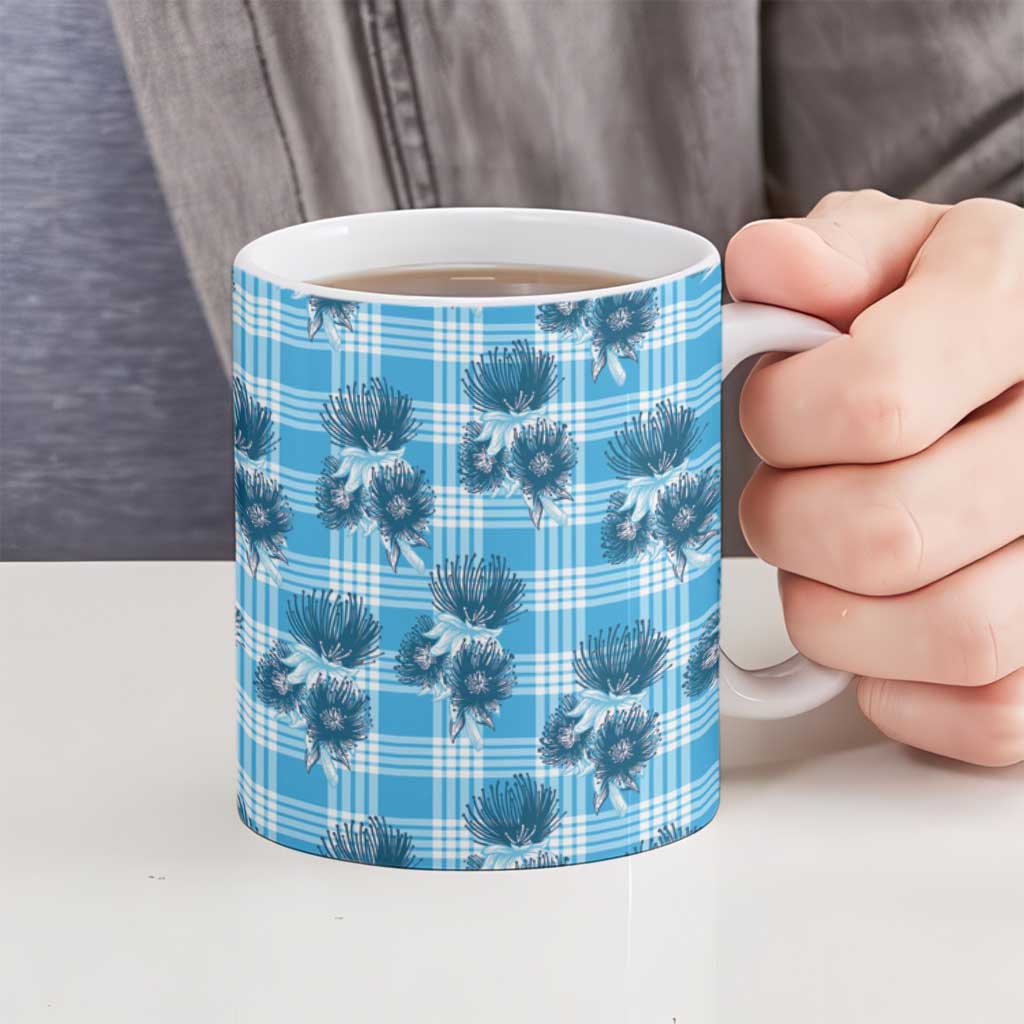 Blue Palaka Hawaii Ceramic Mug Hawaiian Lehua Blossoms LT05 - Polynesian Pride