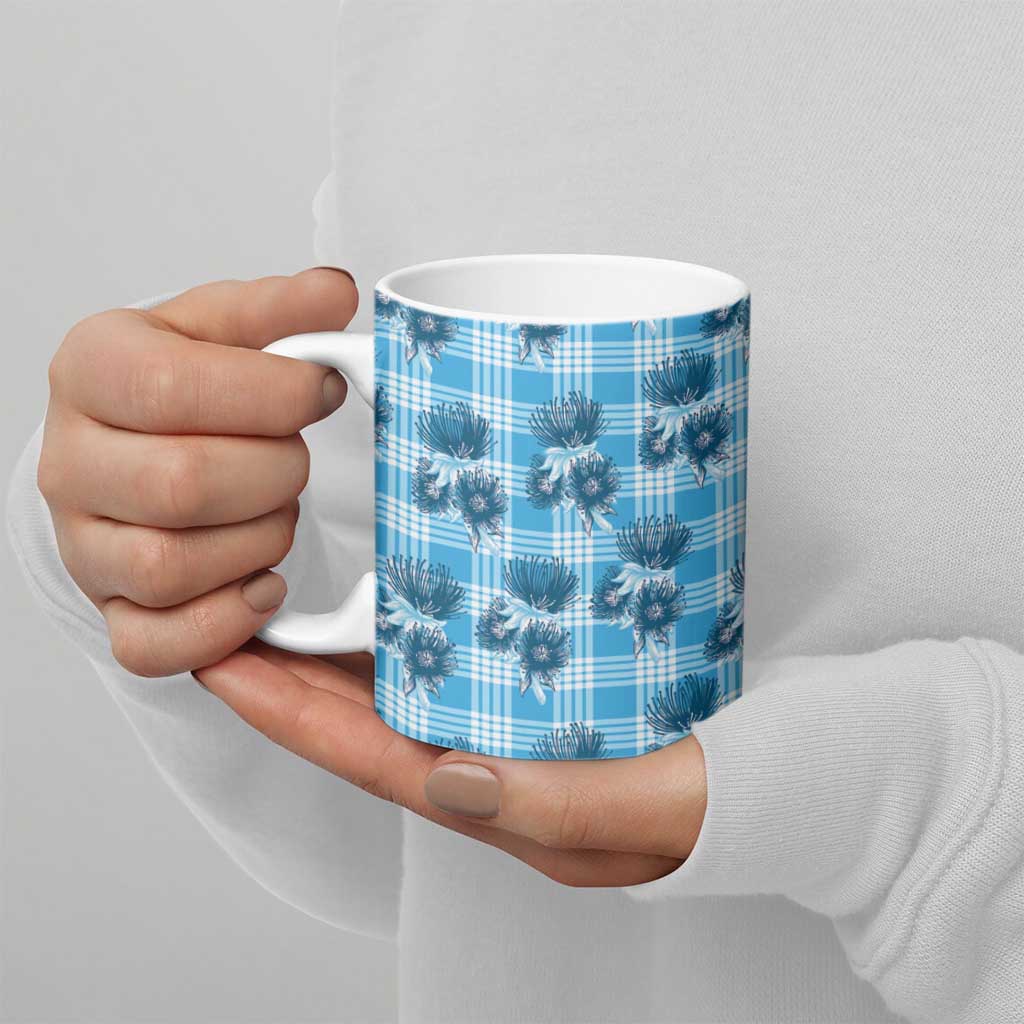 Blue Palaka Hawaii Ceramic Mug Hawaiian Lehua Blossoms LT05 - Polynesian Pride