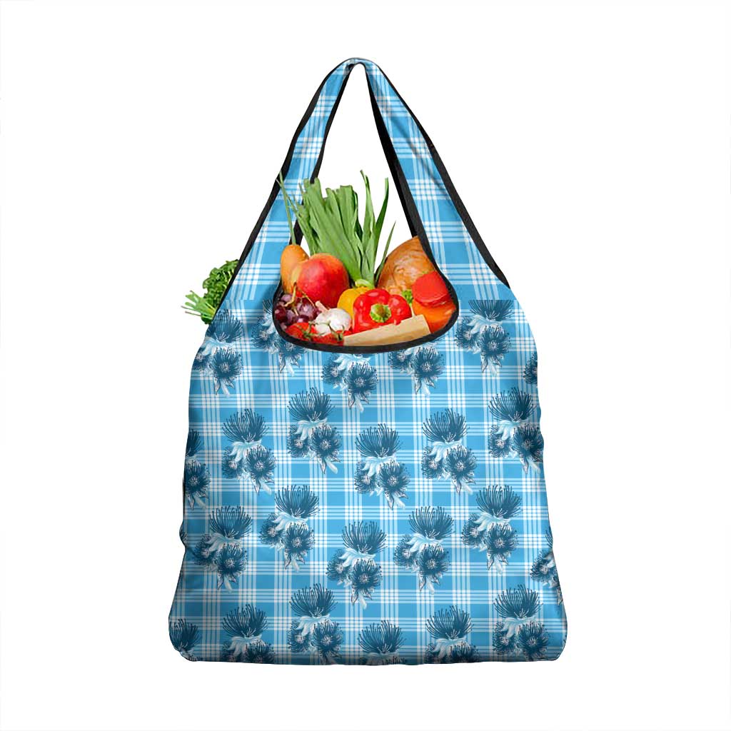 Blue Palaka Hawaii Grocery Bag Hawaiian Lehua Blossoms LT05 1-pack One Size Blue - Polynesian Pride