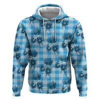 Blue Palaka Hawaii Hoodie Hawaiian Lehua Blossoms LT05 Pullover Hoodie Blue - Polynesian Pride