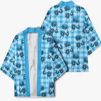 Blue Palaka Hawaii Kimono Hawaiian Lehua Blossoms LT05 - Polynesian Pride