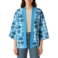 Blue Palaka Hawaii Kimono Hawaiian Lehua Blossoms LT05 - Polynesian Pride