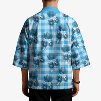 Blue Palaka Hawaii Kimono Hawaiian Lehua Blossoms LT05 - Polynesian Pride