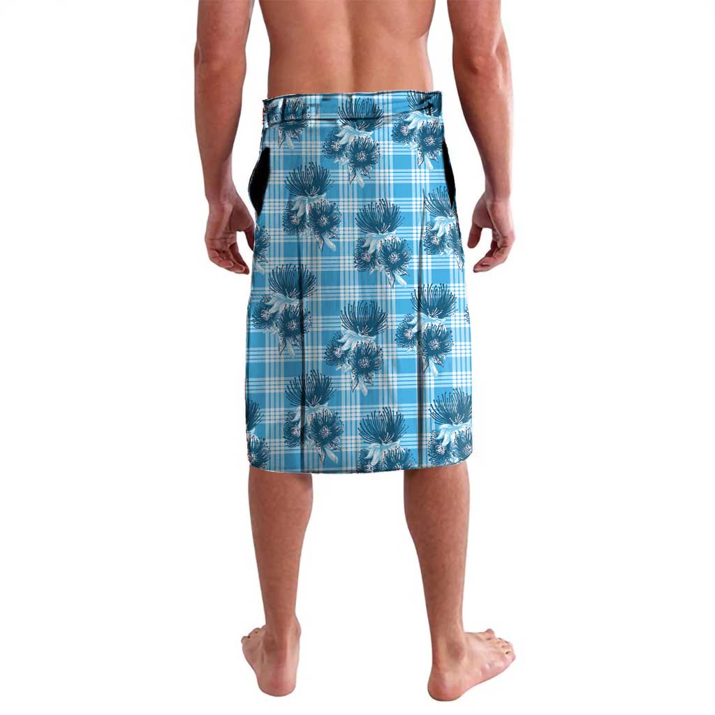 Blue Palaka Hawaii Lavalava Hawaiian Lehua Blossoms LT05 - Polynesian Pride
