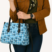 Blue Palaka Hawaii Leather Bag Hawaiian Lehua Blossoms LT05 - Polynesian Pride