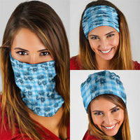 Blue Palaka Hawaii Neck Gaiter Hawaiian Lehua Blossoms LT05 - Polynesian Pride
