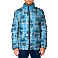 Blue Palaka Hawaii Padded Jacket Hawaiian Lehua Blossoms LT05 Men Blue - Polynesian Pride