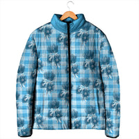 Blue Palaka Hawaii Padded Jacket Hawaiian Lehua Blossoms LT05 - Polynesian Pride