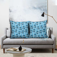 Blue Palaka Hawaii Pillow Cover Hawaiian Lehua Blossoms LT05 - Polynesian Pride