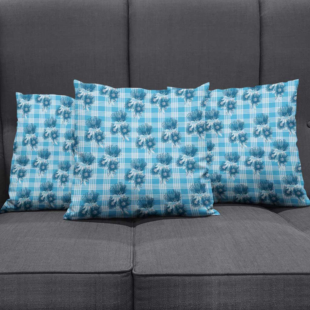 Blue Palaka Hawaii Pillow Cover Hawaiian Lehua Blossoms LT05 - Polynesian Pride