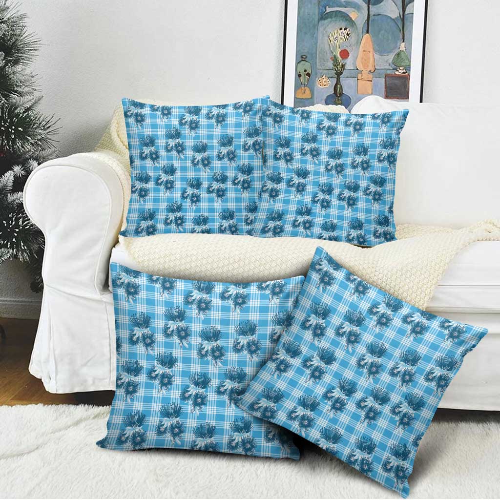 Blue Palaka Hawaii Pillow Cover Hawaiian Lehua Blossoms LT05 - Polynesian Pride