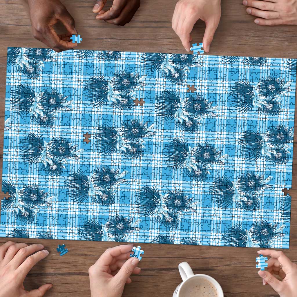 Blue Palaka Hawaii Puzzle Hawaiian Lehua Blossoms LT05 - Polynesian Pride