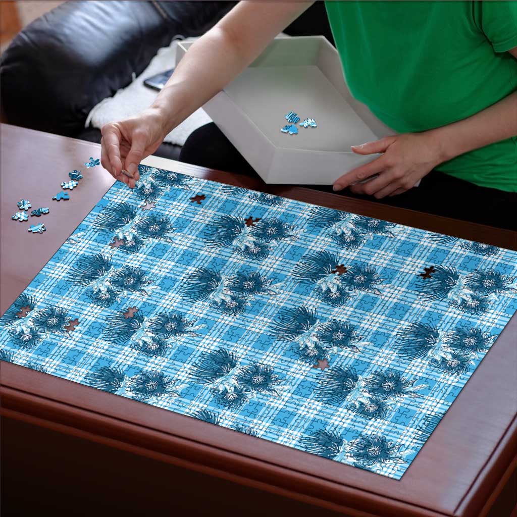 Blue Palaka Hawaii Puzzle Hawaiian Lehua Blossoms LT05 - Polynesian Pride