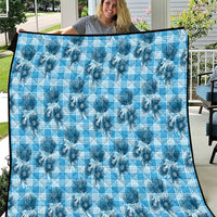 Blue Palaka Hawaii Quilt Hawaiian Lehua Blossoms LT05 Blue - Polynesian Pride
