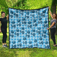Blue Palaka Hawaii Quilt Hawaiian Lehua Blossoms LT05 - Polynesian Pride