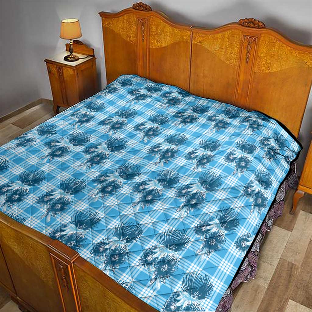 Blue Palaka Hawaii Quilt Hawaiian Lehua Blossoms LT05 - Polynesian Pride