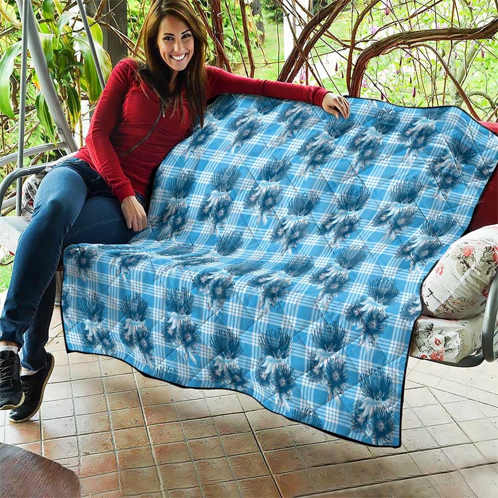 Blue Palaka Hawaii Quilt Hawaiian Lehua Blossoms LT05 - Polynesian Pride