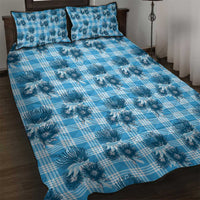 Blue Palaka Hawaii Quilt Bed Set Hawaiian Lehua Blossoms LT05 Blue - Polynesian Pride