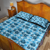 Blue Palaka Hawaii Quilt Bed Set Hawaiian Lehua Blossoms LT05 - Polynesian Pride
