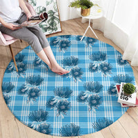 Blue Palaka Hawaii Round Carpet Hawaiian Lehua Blossoms LT05 - Polynesian Pride
