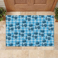 Blue Palaka Hawaii Rubber Doormat Hawaiian Lehua Blossoms LT05 Blue - Polynesian Pride