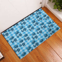 Blue Palaka Hawaii Rubber Doormat Hawaiian Lehua Blossoms LT05 - Polynesian Pride