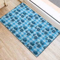 Blue Palaka Hawaii Rubber Doormat Hawaiian Lehua Blossoms LT05 - Polynesian Pride