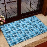 Blue Palaka Hawaii Rubber Doormat Hawaiian Lehua Blossoms LT05 - Polynesian Pride