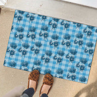 Blue Palaka Hawaii Rubber Doormat Hawaiian Lehua Blossoms LT05 - Polynesian Pride