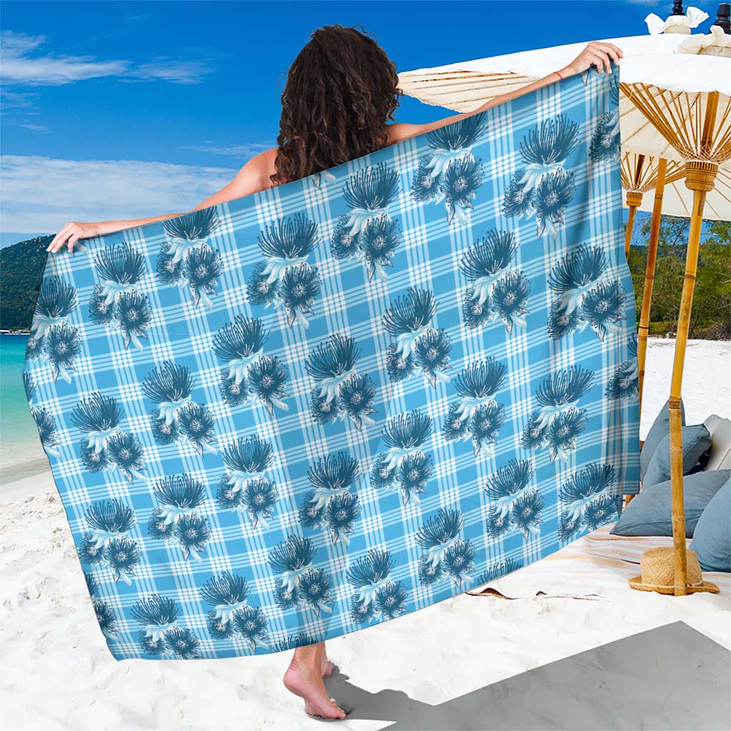 Blue Palaka Hawaii Sarong Hawaiian Lehua Blossoms LT05 One Size 44 x 66 inches Blue - Polynesian Pride