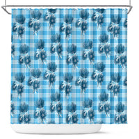 Blue Palaka Hawaii Shower Curtain Hawaiian Lehua Blossoms LT05 Blue - Polynesian Pride
