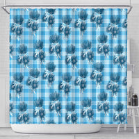 Blue Palaka Hawaii Shower Curtain Hawaiian Lehua Blossoms LT05 - Polynesian Pride