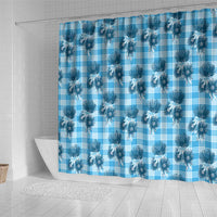 Blue Palaka Hawaii Shower Curtain Hawaiian Lehua Blossoms LT05 - Polynesian Pride