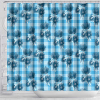 Blue Palaka Hawaii Shower Curtain Hawaiian Lehua Blossoms LT05 - Polynesian Pride
