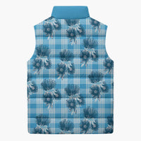 Blue Palaka Hawaii Sleeveless Puffer Jacket Hawaiian Lehua Blossoms LT05 - Polynesian Pride