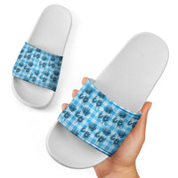 Blue Palaka Hawaii Slide Sandals Hawaiian Lehua Blossoms LT05 - Polynesian Pride