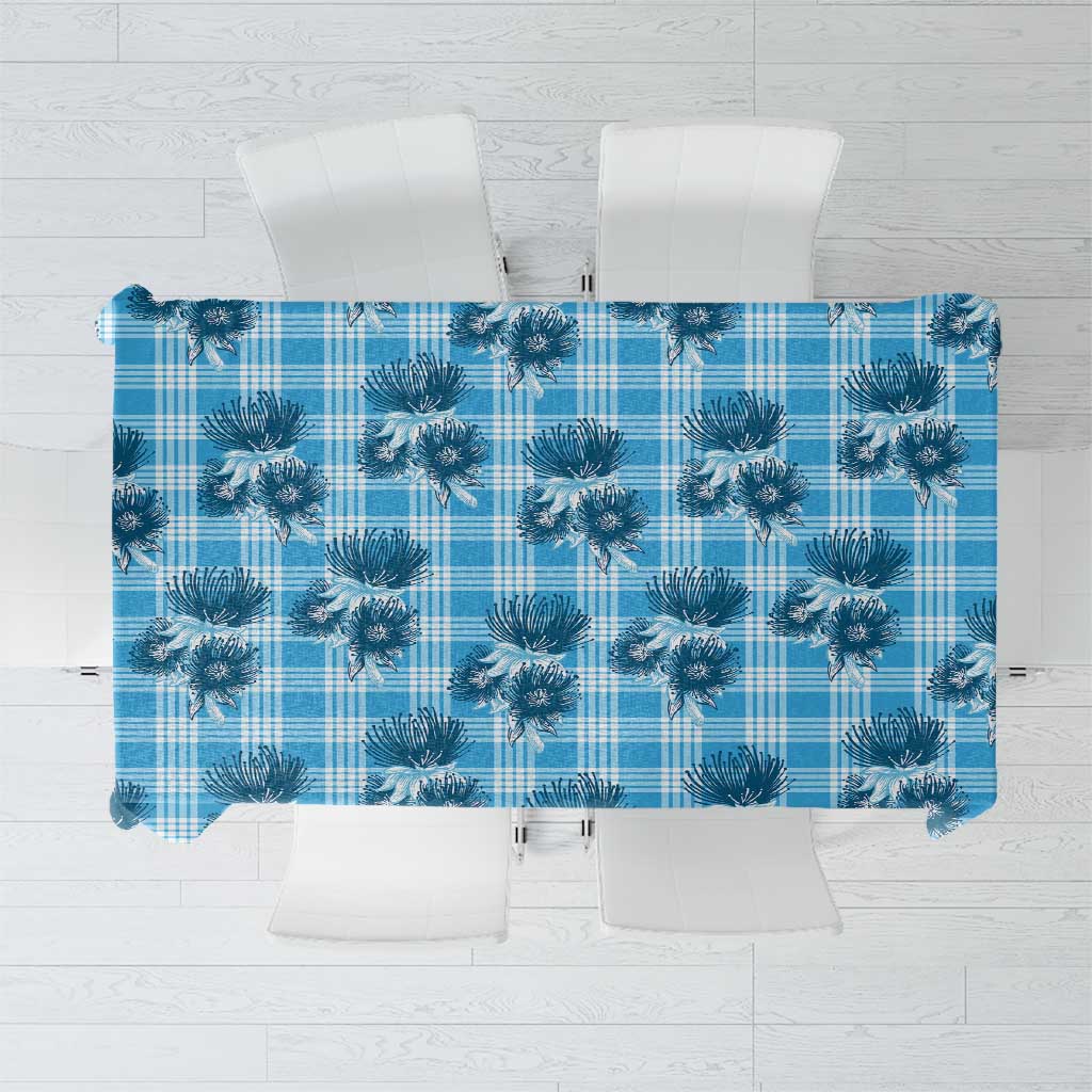 Blue Palaka Hawaii Tablecloth Hawaiian Lehua Blossoms LT05 Blue - Polynesian Pride