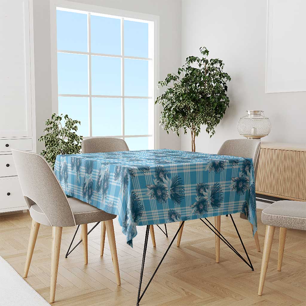 Blue Palaka Hawaii Tablecloth Hawaiian Lehua Blossoms LT05 - Polynesian Pride
