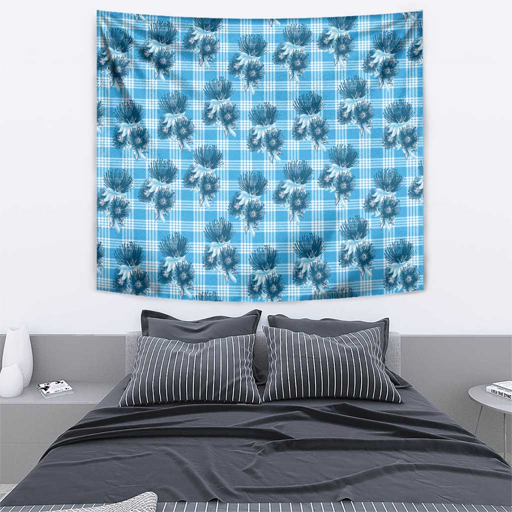 Blue Palaka Hawaii Tapestry Hawaiian Lehua Blossoms LT05 - Polynesian Pride