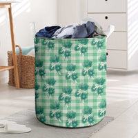 Green Palaka Hawaii Laundry Basket Hawaiian Lehua Blossoms LT05 Green - Polynesian Pride