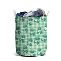 Green Palaka Hawaii Laundry Basket Hawaiian Lehua Blossoms LT05 - Polynesian Pride