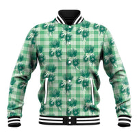 Green Palaka Hawaii Baseball Jacket Hawaiian Lehua Blossoms LT05 Unisex Green - Polynesian Pride