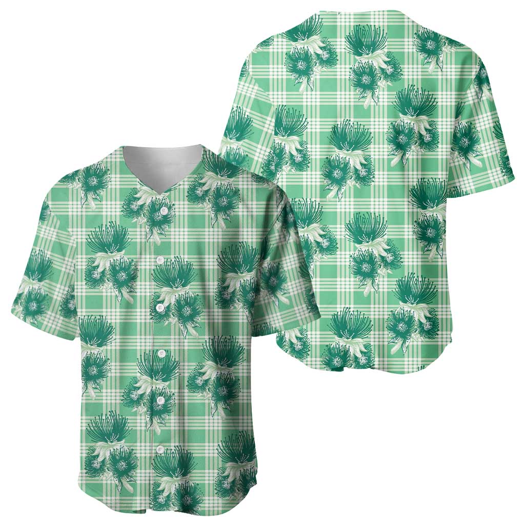 Green Palaka Hawaii Baseball Jersey Hawaiian Lehua Blossoms LT05 - Polynesian Pride