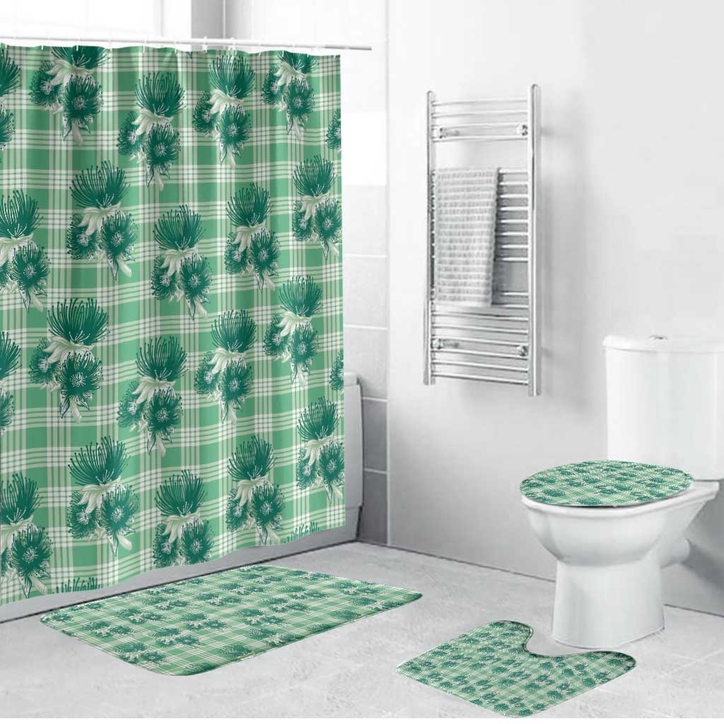 Green Palaka Hawaii Bathroom Set Hawaiian Lehua Blossoms LT05 Bathroom Set (4 pcs) Green - Polynesian Pride