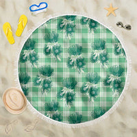 Green Palaka Hawaii Beach Blanket Hawaiian Lehua Blossoms LT05 One Size 150cm Green - Polynesian Pride