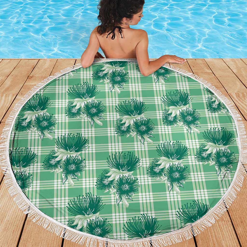 Green Palaka Hawaii Beach Blanket Hawaiian Lehua Blossoms LT05 - Polynesian Pride