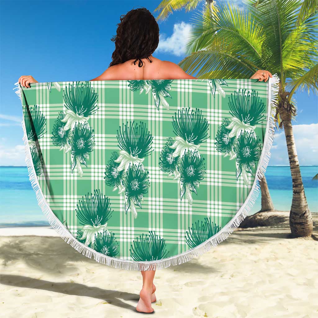 Green Palaka Hawaii Beach Blanket Hawaiian Lehua Blossoms LT05 - Polynesian Pride