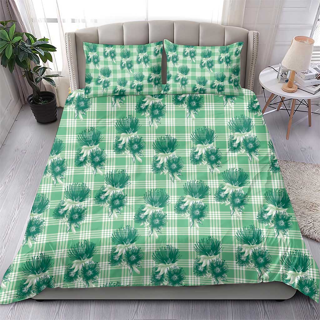 Green Palaka Hawaii Bedding Set Hawaiian Lehua Blossoms LT05 - Polynesian Pride