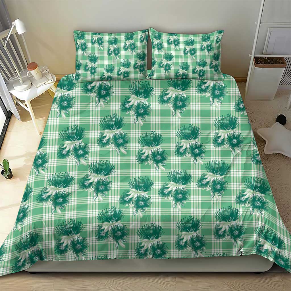 Green Palaka Hawaii Bedding Set Hawaiian Lehua Blossoms LT05 - Polynesian Pride