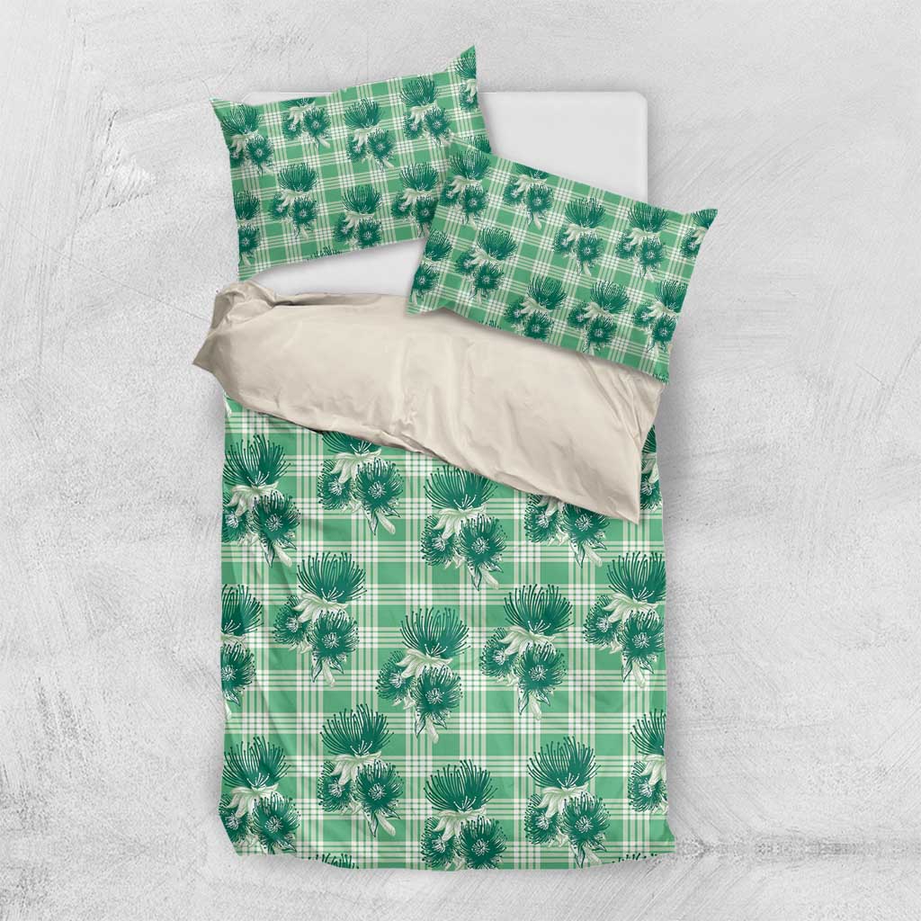 Green Palaka Hawaii Bedding Set Hawaiian Lehua Blossoms LT05 US Twin 172cm x 218cm Green - Polynesian Pride